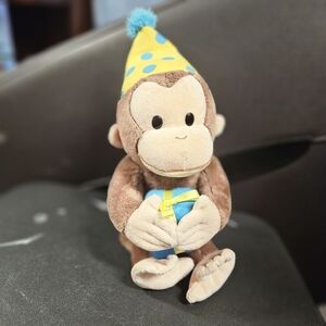 Gund Plush Monkey with Yellow and Blue Party Hat